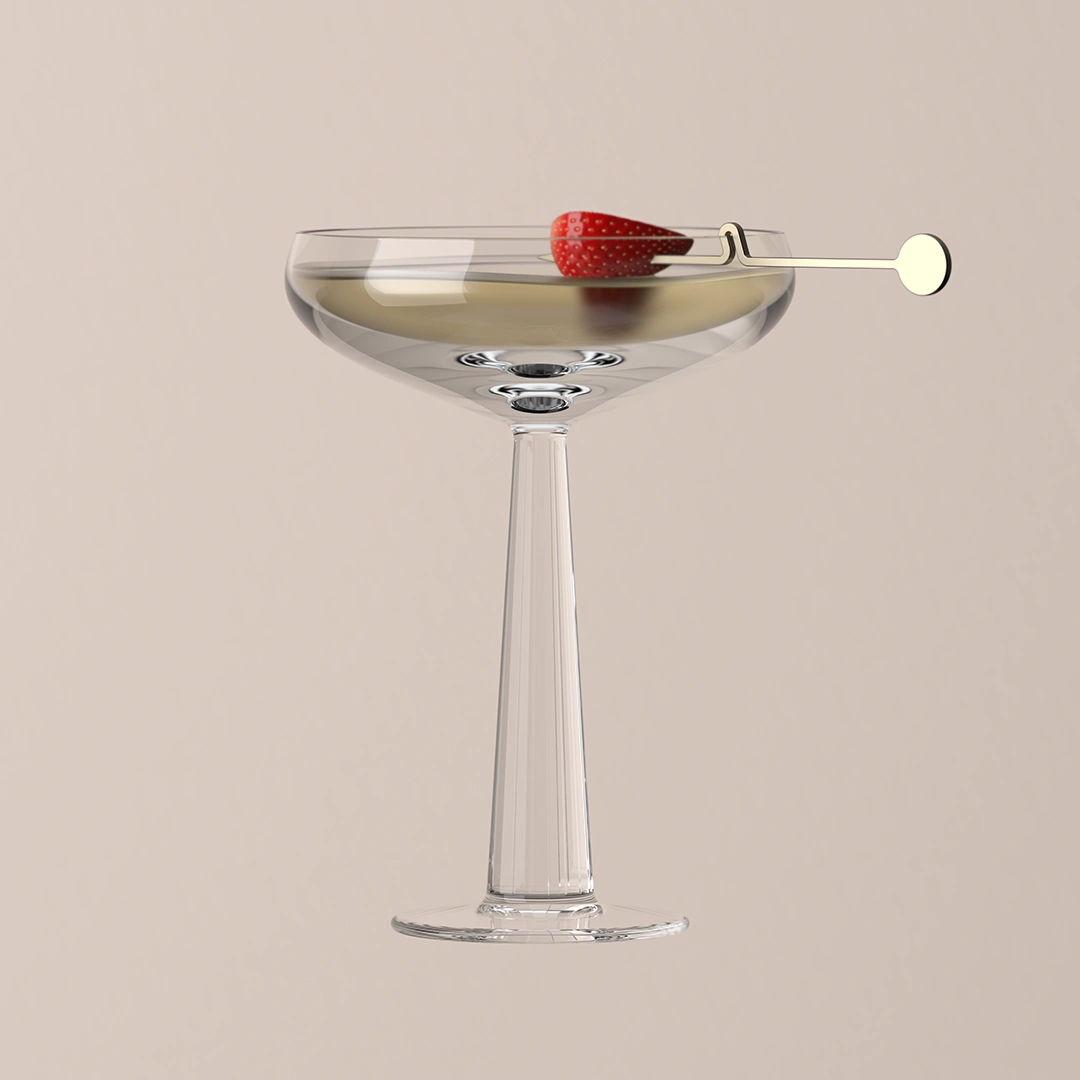 Big Top | Coupe Glass With Cocktail Stick | Detail View